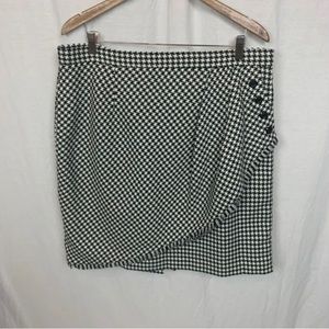 Talbots wrap Skirt 18 plus sexy black white fringe Houndstooth Faux